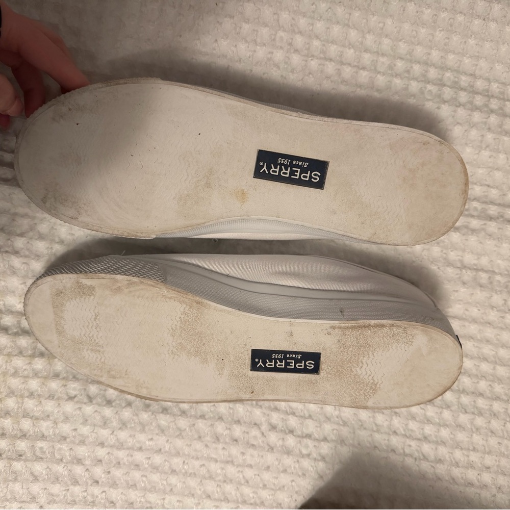 Sperry Off-White Canvas Slip-Ons - Picture 2 of 3